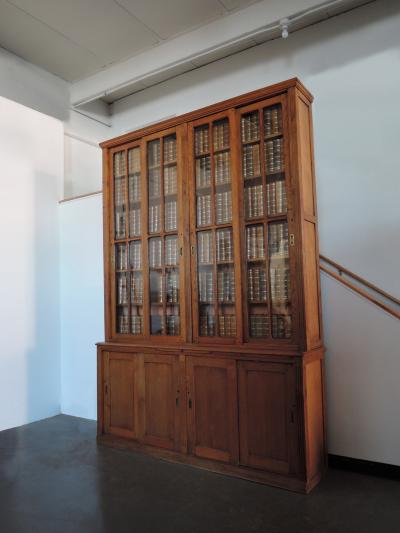 LARGE FRENCH NEOCLASSICAL OAK SCHOOL BOOKCASE