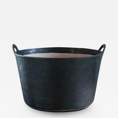 LARGE LEATHER BASKET