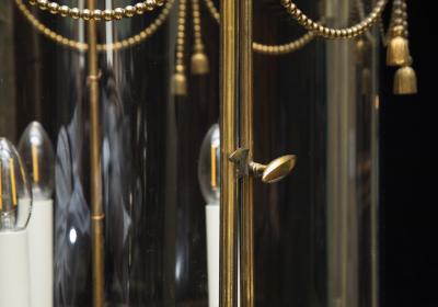 LARGE LOUIS XVI STYLE GILT BRONZE LANTERN