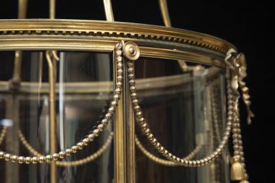 LARGE LOUIS XVI STYLE GILT BRONZE LANTERN