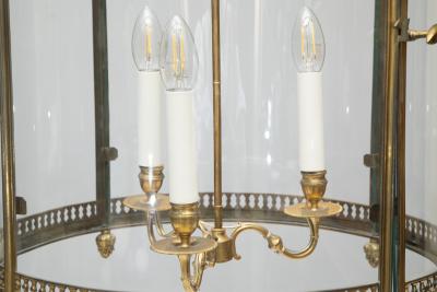 LARGE LOUIS XVI STYLE GILT BRONZE LANTERN