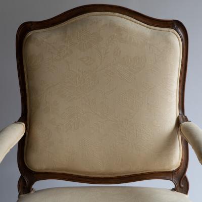LARGE MID 18TH CENTURY LOUIS XV FAUTEUIL OR OPEN ARM CHAIR