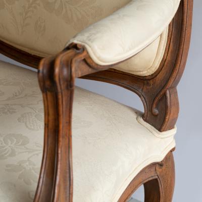 LARGE MID 18TH CENTURY LOUIS XV FAUTEUIL OR OPEN ARM CHAIR