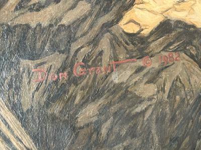 LARGE MODERN COLORFUL RUNNERS ON ROCK MOUNTAIN PAINTING BY DON GRANT