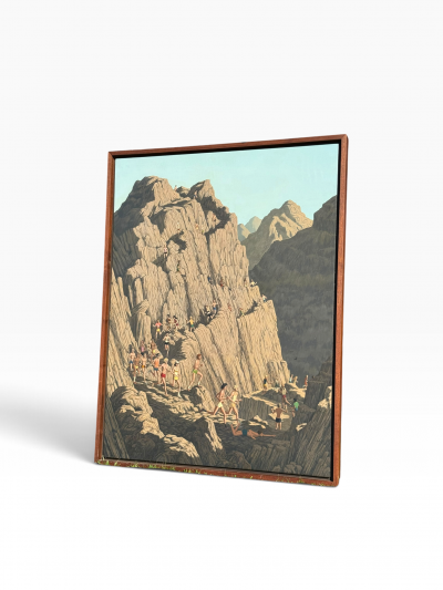 LARGE MODERN COLORFUL RUNNERS ON ROCK MOUNTAIN PAINTING BY DON GRANT