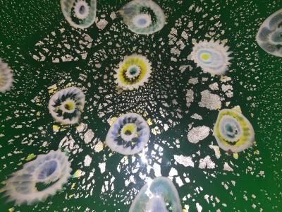 LARGE MODERN MILLEFIORI CANES MURANO GLASS CHARGER