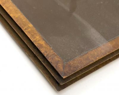 LARGE MODERNIST ART DECO BRASS BRONZE AND GLASS SCONCE