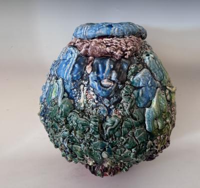 LARGE ORIBE URUSHI TSUBO JAPANESE JAR By Kodai Ujiie