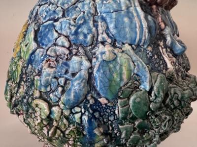 LARGE ORIBE URUSHI TSUBO JAPANESE JAR By Kodai Ujiie
