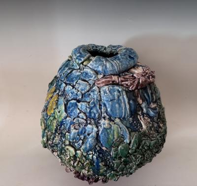 LARGE ORIBE URUSHI TSUBO JAPANESE JAR By Kodai Ujiie