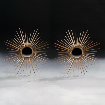 LARGE PAIR OF MID CENTURY CHATY VALLAURIS SUNBURST MIRRORS