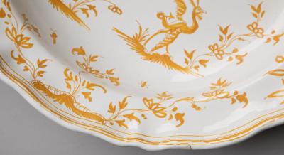 LARGE PAIR OF YELLOW AND WHITE SERVING PLATES WITH SHAPED RIMS