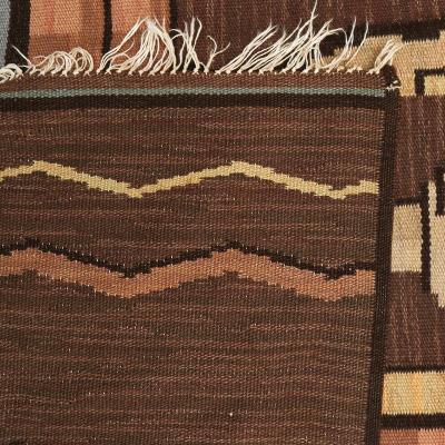 LARGE SWEDISH ART DECO FLAT WEAVE RUG WITH BLACKSMITH