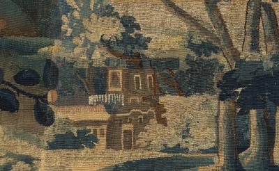 LATE 17TH CENTURY AUBUSSON VERDURE TAPESTRY FRAGMENT