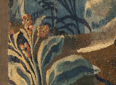 LATE 17TH CENTURY AUBUSSON VERDURE TAPESTRY FRAGMENT