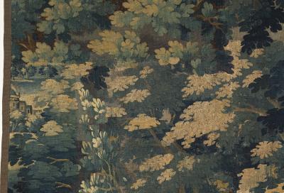 LATE 17TH CENTURY AUBUSSON VERDURE TAPESTRY FRAGMENT