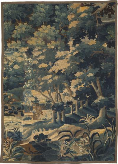 LATE 17TH CENTURY AUBUSSON VERDURE TAPESTRY FRAGMENT