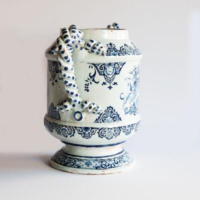 LATE 17TH CENTURY TWO HANDLED FAIENCE VASE 