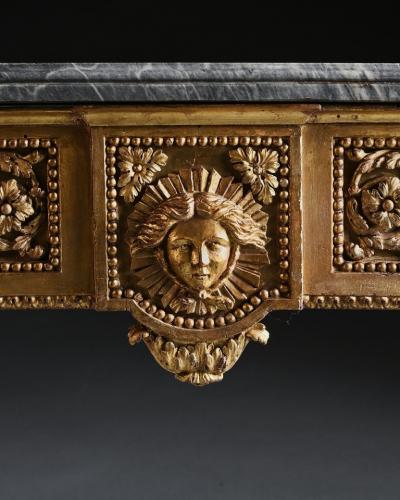 LATE 18TH CENTURY ITALIAN CARVED GILTWOOD MARBLE TOP CONSOLE TABLE