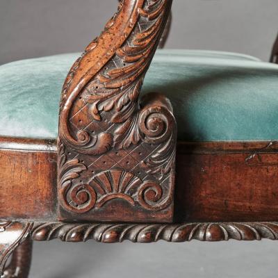 LATE 19TH CENTURY WALNUT TWIN CHAIR BACK SOFA AFTER A GEORGE II DESIGN 