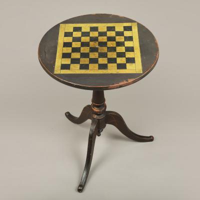 LATE FEDERAL PAINTED CHECKERBOARD TOP CANDLESTAND