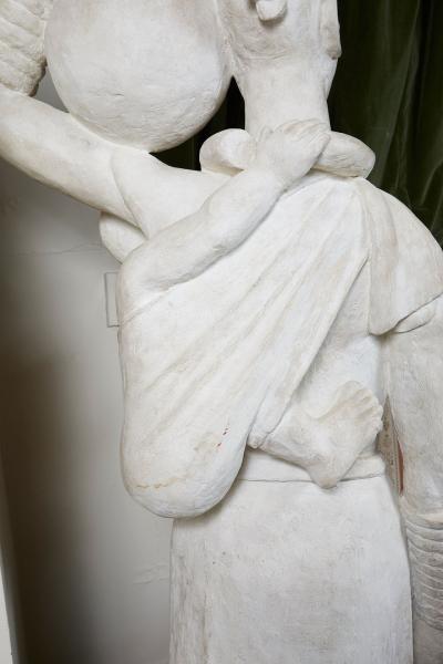 LIFE SIZE FRENCH AFRICANIST STYLE PLASTER SCULPTURE OF A MOTHER AND CHILD