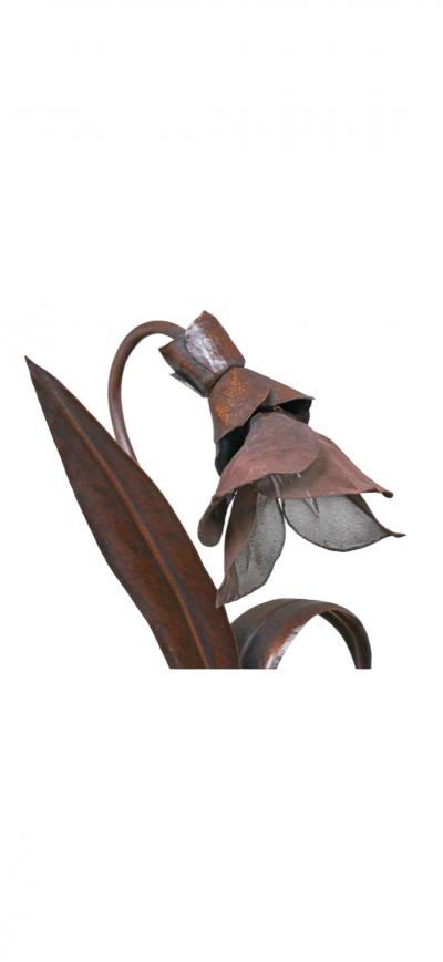LILLIAN PALMER RARE ARTS CRAFTS PAIR HANDFORGED COPPER FLOWER LAMPS BY LILLIAN PALMER