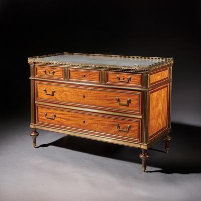 LOUIS XVI GILT BRONZE MOUNTED SATINWOOD AND AMARANTH COMMODE CLAUDE