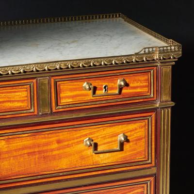 LOUIS XVI GILT BRONZE MOUNTED SATINWOOD AND AMARANTH COMMODE CLAUDE