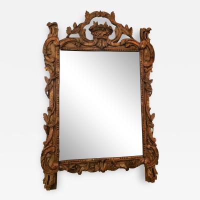 LOUIS XVI GILT WOOD MIRROR WITH BASKET OF FLOWERS DETAIL