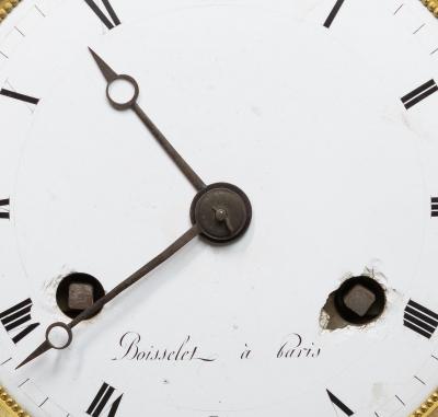 LOUIS XVI PERIOD GILT BRONZE RAMS HEAD CLOCK