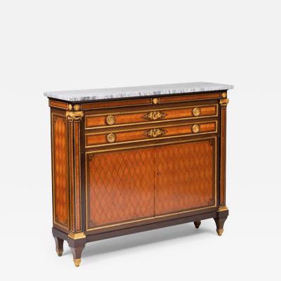 LOUIS XVI STYLE MAHOGANY AND KINGWOOD PARQUETRY CABINET