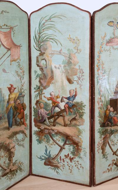 LOUIS XVI THREE FOLD PAINTED SCREEN