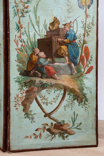 LOUIS XVI THREE FOLD PAINTED SCREEN