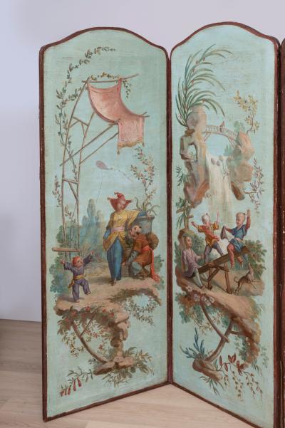 LOUIS XVI THREE FOLD PAINTED SCREEN