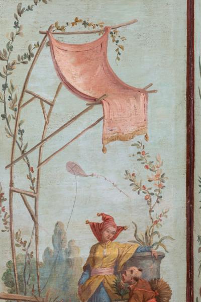 LOUIS XVI THREE FOLD PAINTED SCREEN