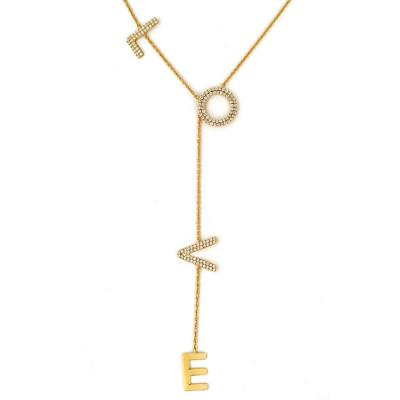 LOVE 18K YELLOW GOLD DIAMOND L O V E NECKLACE