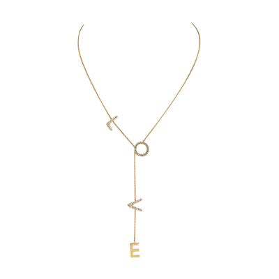 LOVE 18K YELLOW GOLD DIAMOND L O V E NECKLACE