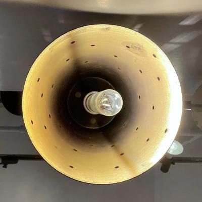 LUCI Set of 4 Italian Mid Century Black Perforated Brass Cone Pendant Lights