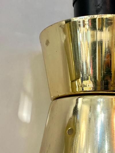 LUCI Set of 4 Italian Mid Century Black Perforated Brass Cone Pendant Lights