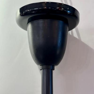 LUCI Set of 4 Italian Mid Century Black Perforated Brass Cone Pendant Lights