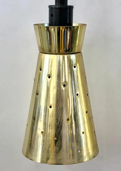 LUCI Set of 4 Italian Mid Century Black Perforated Brass Cone Pendant Lights