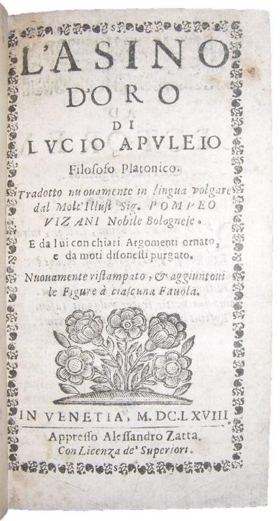 LUCIUS APULEIUS POMPEO VIZANI LASINO DORO VENICE ALESSANDRO ZATTA