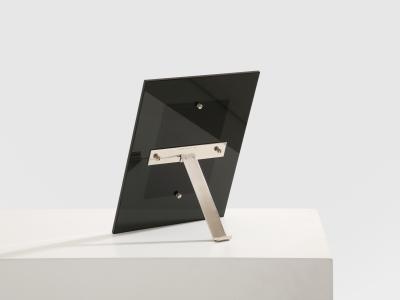 La Maison Desny La Maison Desny Art Deco nickel metal opaline glass table vanity mirror 1930s