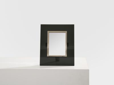 La Maison Desny La Maison Desny Art Deco nickel metal opaline glass table vanity mirror 1930s