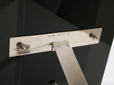 La Maison Desny La Maison Desny Art Deco nickel metal opaline glass table vanity mirror 1930s