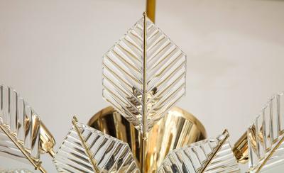 La Murrina Italian 15 Light Glass Chandelier Decorated with Leaf Motif La Murrina 1970s