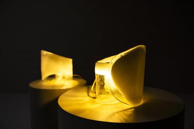 La Murrina Two Spiraled Table Lamps in Murano Glass by La Murrina Italy 1960s