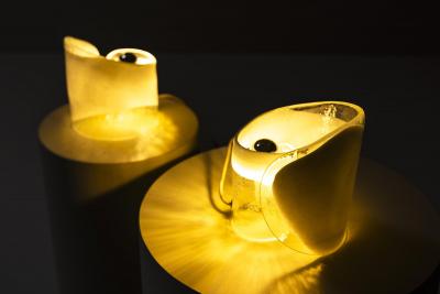 La Murrina Two Spiraled Table Lamps in Murano Glass by La Murrina Italy 1960s