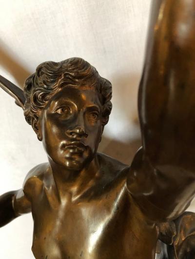 La Pensee by Emile Louis Picault Bears Foundry Mark 19th Century Bronze Statue